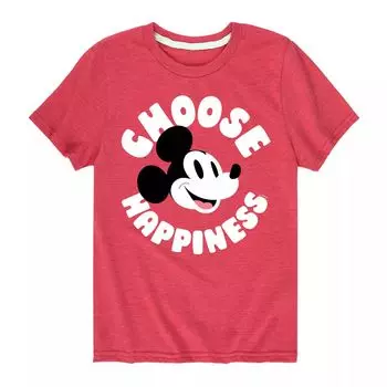 Футболка Disney Mickey Choose Happiness для мальчиков 8–20 лет Licensed Character, красный