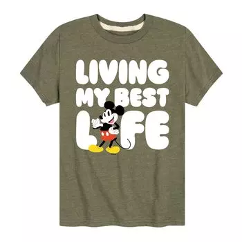 Футболка Disney Mickey Living Best Life для мальчиков 8–20 лет Licensed Character, зеленый