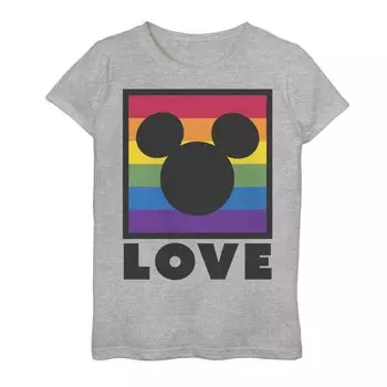 Футболка Disney Mickey Mouse Love в радужной полоске для девочек 7–16 лет Disney