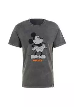 Футболка Disney Mickey Mouse Vintage Hand on Hips Постиранная в модном винтажном стиле Re:Covered, черный