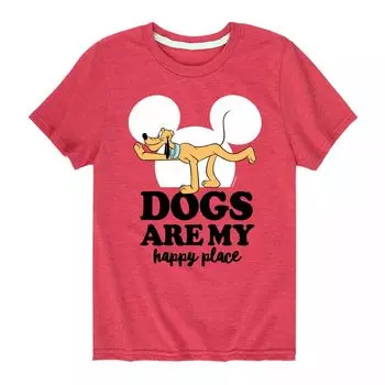 Футболка Disney Pluto Dogs Happy Place для мальчиков 8–20 лет Licensed Character, красный