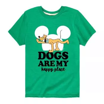 Футболка Disney Pluto Dogs Happy Place для мальчиков 8–20 лет Licensed Character, зеленый