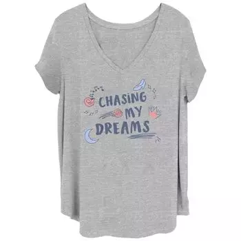 Футболка Disney Princesses Junior' Plus Chasing My Dreams с V-образным вырезом и рисунком Disney
