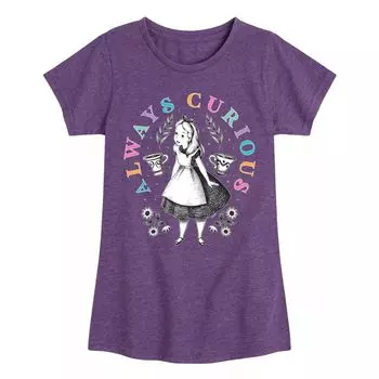 Футболка Disney's Alice In Wonderland для девочек 7–16 лет с любопытным рисунком Licensed Character, фиолетовый
