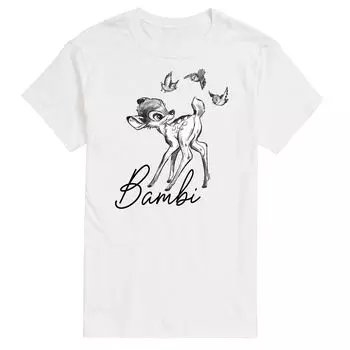 Футболка Disney's Bambi Big & Tall с акварельным рисунком Licensed Character, белый