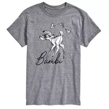 Футболка Disney's Bambi Big & Tall с акварельным рисунком Licensed Character, серый