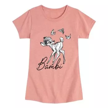Футболка Disney's Bambi для девочек 7–16 лет с акварельным рисунком Licensed Character, розовый