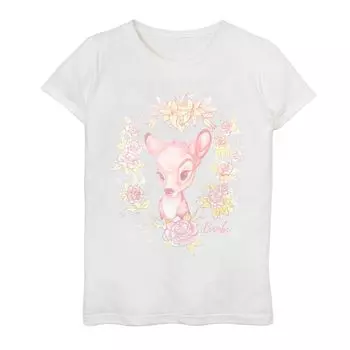Футболка Disney's Bambi для девочек 7–16 лет с пасхальным акварельным портретом и цветочным рисунком Disney