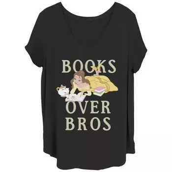 Футболка Disney's Beauty & The Beast Belle Juniors Plus для чтения книг с V-образным вырезом и рисунком Disney