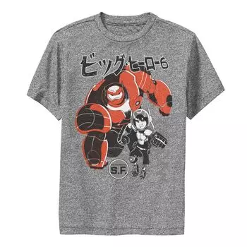 Футболка Disney's Big Hero 6 для мальчиков 8–20 лет Baymax Hiro с изображением кандзи и портретом Disney