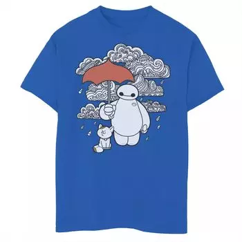 Футболка Disney's Big Hero 6 для мальчиков 8–20 лет Baymax с рисунком дождевых облаков и портретом Disney