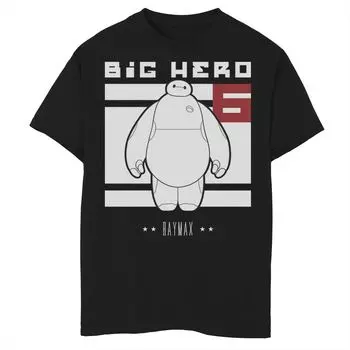 Футболка Disney's Big Hero 6 с рисунком Baymax для мальчиков 8–20 лет Disney, черный