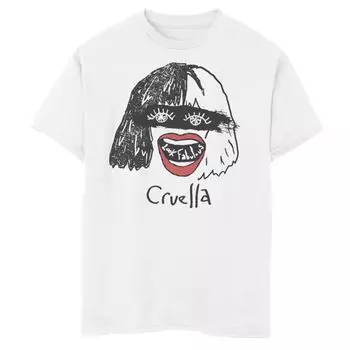 Футболка Disney's Cruella для мальчиков 8–20 лет с портретным рисунком Crude Sketch Disney