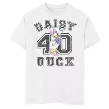Футболка Disney's Daisy Duck с рисунком Varsity Text # 40 для мальчиков 8–20 лет Disney, белый