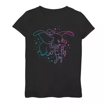 Футболка Disney's Dumbo Girls 7–16 Stay Fly с неоновыми блестками и красочным портретным рисунком Licensed Character