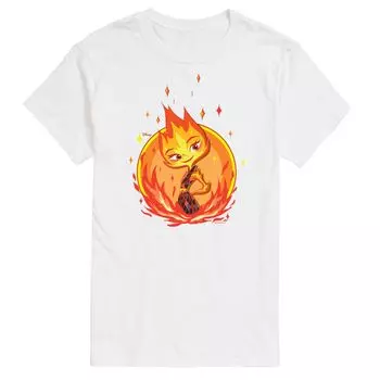 Футболка Disney's Elemental Big & Tall с рисунком Ember Badge Licensed Character, белый