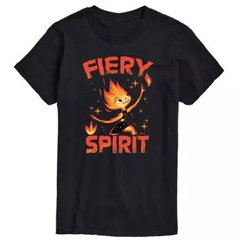 Футболка Disney's Elemental Big & Tall с рисунком Fiery Spirit Licensed Character, черный