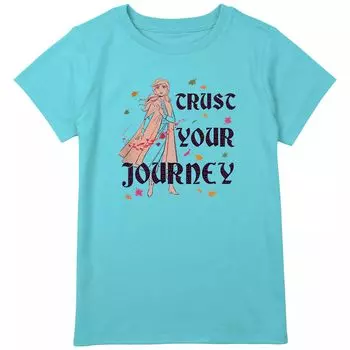 Футболка Disney's Frozen 2 Anna Trust Your Journey Pattern Fill для девочек 8–20 лет с рисунком обычного размера и размера плюс Disney