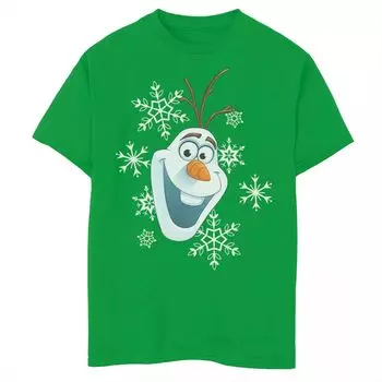 Футболка Disney's Frozen 2 для мальчиков 8–20 лет с улыбкой Олафа и снежинкой с рождественским рисунком Disney