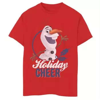 Футболка Disney's Frozen Boys 8–20 с изображением Олафа Холидей и портрета Cheer Licensed Character, красный