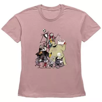 Футболка Disney's «Кошмар перед Рождеством» с групповым изображением персонажей для юниоров, цвет Desert Pink