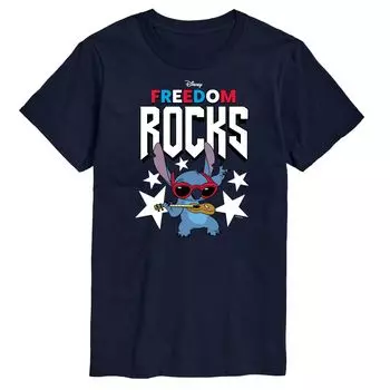 Футболка Disney's Lilo & Stitch Big & Tall Freedom Rocks с рисунком Licensed Character, синий
