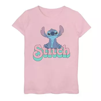 Футболка Disney's Lilo & Stitch для девочек сидя со стежком Licensed Character, розовый