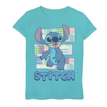 Футболка Disney's Lilo & Stitch для девочек 7–16 лет с дизайнерскими панелями и портретным рисунком Licensed Character