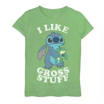 Футболка Disney's Lilo & Stitch для девочек 7–16 лет с рисунком I Like Gross Stuff Stitch и Frog Frog Licensed Character