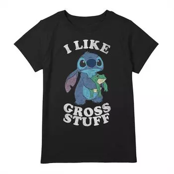 Футболка Disney's Lilo & Stitch для девочек 7–16 лет с рисунком I Like Gross Stuff Stitch и Frog Frog Licensed Character