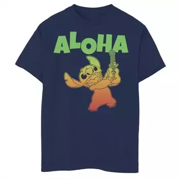 Футболка Disney's Lilo & Stitch для мальчиков 8–20 лет Aloha с портретным рисунком и укулеле с градиентом Licensed Character