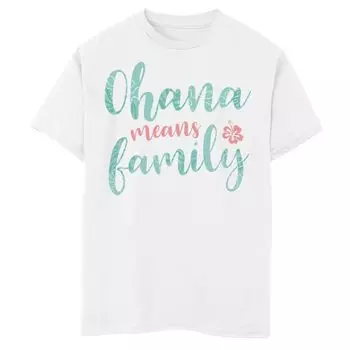 Футболка Disney's Lilo & Stitch для мальчиков 8–20 лет с рисунком Ohana Means Family с тропическим рисунком Licensed Character