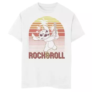 Футболка Disney's Lilo & Stitch для мальчиков 8–20 лет в полоску с портретным рисунком и рисунком в стиле ретро Disney, белый