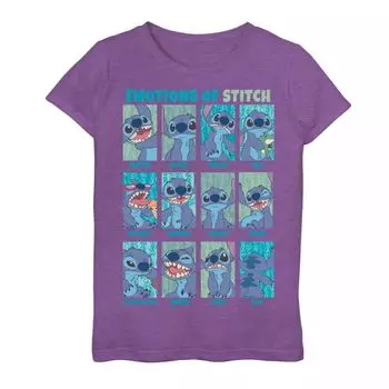 Футболка Disney's Lilo & Stitch Girls 7–16 the Emotions Of Stitch с сетчатой вставкой и графическим рисунком Licensed Character