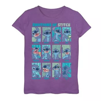 Футболка Disney's Lilo & Stitch Girls 7–16 the Emotions Of Stitch с сетчатой вставкой и графическим рисунком Licensed Character, цвет Purple Heather
