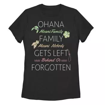 Футболка Disney's Lilo & Stitch Juniors с рисунком Ohana Means Family Licensed Character, черный