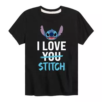 Футболка Disney's Lilo & Stitch с рисунком I Love Stitch для мальчиков 8–20 лет Licensed Character, черный