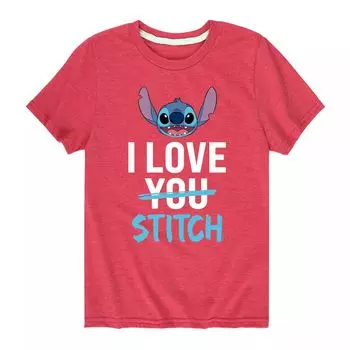 Футболка Disney's Lilo & Stitch с рисунком I Love Stitch для мальчиков 8–20 лет Licensed Character, красный
