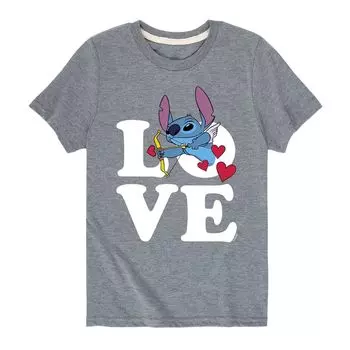 Футболка Disney's Lilo & Stitch с рисунком Love Cupid для мальчиков 8–20 лет Licensed Character, серый