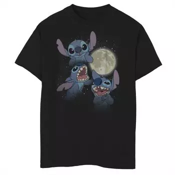 Футболка Disney's Lilo & Stitch с рисунком «Лунный свет» и коллажем для мальчиков 8–20 лет Licensed Character, черный