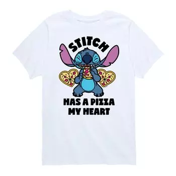 Футболка Disney's Lilo & Stitch с рисунком Pizza My Heart для мальчиков 8–20 лет Licensed Character, белый