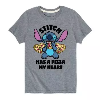 Футболка Disney's Lilo & Stitch с рисунком Pizza My Heart для мальчиков 8–20 лет Licensed Character, серый