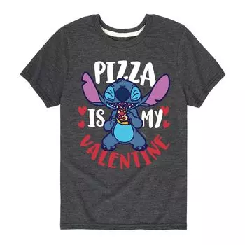 Футболка Disney's Lilo & Stitch с рисунком Pizza Valentine для мальчиков 8–20 лет Licensed Character, серый