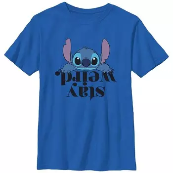 Футболка Disney's Lilo & Stitch Upside Down Stay Weird Stitch с рисунком для мальчиков, цвет Royal