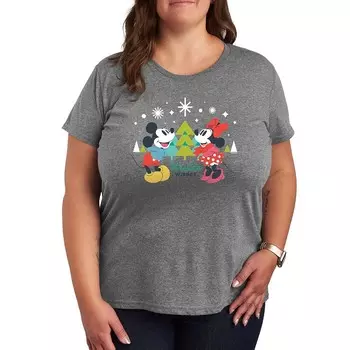 Футболка Disney's Mickey & Minnie Mouse Plus с рисунком Winter Wishes, цвет Heather Gray