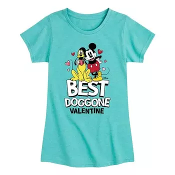 Футболка Disney's Mickey Mouse для девочек 7–16 лет Pluto Best Doggone Valentine с рисунком Licensed Character, синий