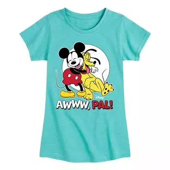Футболка Disney's Mickey Mouse для девочек 7–16 лет с рисунком «Awww Pal Mickey & Pluto» Licensed Character, синий