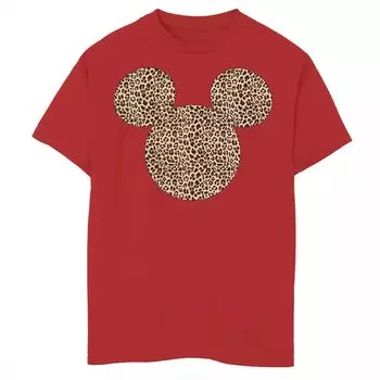 Футболка Disney's Mickey Mouse для мальчиков 8–20 лет с принтом гепарда и графическим рисунком, силуэт, большой размер Licensed Character