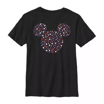 Футболка Disney's Mickey Mouse & Friends с графическим рисунком Americana Star Fill для мальчиков 8–20 лет Licensed Character, черный