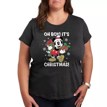Футболка Disney's Mickey Mouse Plus Oh Boy It's Christmas с рисунком, цвет Heather Charcoal